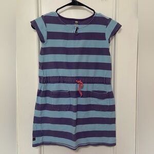Tea girls size 7 stripe casual front pocket short sleeve play dress 100% cotton
